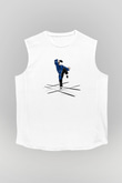 Wushu Baskılı Unisex Kolsuz Beyaz Tişört