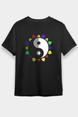 Wushu Baskılı Unisex Siyah Tişört - Tshirt