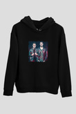 W&W Baskılı Unisex Siyah Hoodie