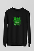 W&W Baskılı Unisex Siyah Sweatshirt