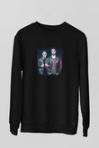 W&W Baskılı Unisex Siyah Sweatshirt