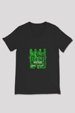 W&W Baskılı Unisex Siyah V Yaka Tişört
