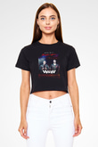 W&W Siyah  Crop Top Tişört