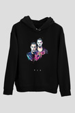 W&W Siyah Unisex Kapüşonlu Sweatshirt