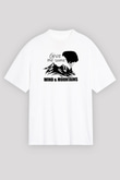Yamaç Paraşütü Baskılı Unisex Beyaz Oversize Tişört - Tshirt