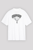 Yamaç Paraşütü Baskılı Unisex Beyaz Oversize Tişört - Tshirt