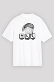 Yamaç Paraşütü Baskılı Unisex Beyaz Oversize Tişört - Tshirt