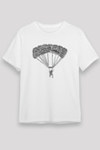 Yamaç Paraşütü Baskılı Unisex Beyaz Tişört - Tshirt
