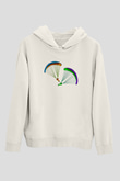 Yamaç Paraşütü Baskılı Unisex Ekru Hoodie