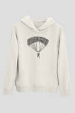 Yamaç Paraşütü Baskılı Unisex Ekru Hoodie