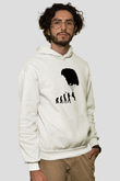 Yamaç Paraşütü Baskılı Unisex Ekru Hoodie