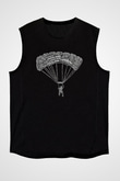 Yamaç Paraşütü - Paragliding Baskılı Unisex Siyah Kolsuz Tişört