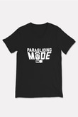 Yamaç Paraşütü - Paragliding Baskılı Unisex Siyah V Yaka Tişört
