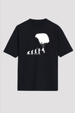 Yamaç Paraşütü - Paragliding Baskılı Unisex Siyah Oversize Tişört