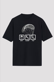 Yamaç Paraşütü - Paragliding Baskılı Unisex Siyah Oversize Tişört