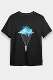 Yamaç Paraşütü - Paragliding Baskılı Unisex Siyah Tişört - Tshirt