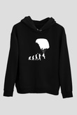Yamaç Paraşütü - Paragliding Baskılı Unisex Siyah Kapüşonlu Sweatshirt