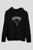 Yamaç Paraşütü - Paragliding Baskılı Unisex Siyah Kapüşonlu Sweatshirt