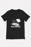 Yamaç Paraşütü - Paragliding Baskılı Unisex Siyah V Yaka Tişört