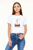 Yasak Şehir Beyaz Croptop Tişört