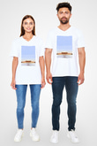 Yasak Şehir Beyaz Unisex V Yaka Tişört