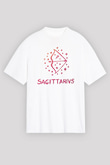 Yay Burcu Baskılı Beyaz Unisex Oversize Tişört - Tshirt