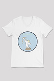Yay Burcu Baskılı Beyaz Unisex V Yaka Tişört - Tshirt