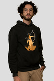 Yay Burcu Baskılı Unisex Siyah Hoodie