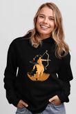 Yay Burcu Baskılı Unisex Siyah Hoodie
