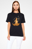 Yay Burcu Baskılı Unisex Siyah Tişört - Tshirt