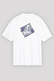 Yelken Baskılı Unisex Beyaz Oversize Tişört - Tshirt