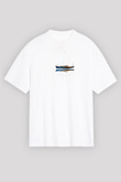 Yelken Baskılı Unisex Beyaz Oversize Tişört - Tshirt