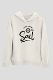 Yelken Baskılı Unisex Ekru Hoodie