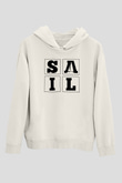 Yelken Baskılı Unisex Ekru Hoodie