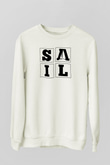 Yelken Baskılı Unisex Ekru Sweatshirt