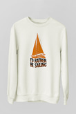 Yelken Baskılı Unisex Ekru Sweatshirt