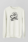 Yelken Baskılı Unisex Ekru Sweatshirt