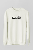 Yelken Baskılı Unisex Ekru Sweatshirt