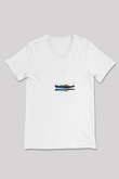 Yelken Baskılı Unisex V Yaka Tişört - Tshirt