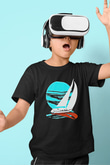 Yelken - Sail Baskılı Unisex Siyah Çocuk Tİşörtü - Tshirt