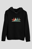Yelken - Sail Baskılı Unisex Siyah Kapüşonlu Sweatshirt