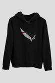 Yelken - Sail Baskılı Unisex Siyah Kapüşonlu Sweatshirt