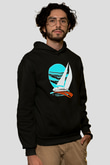 Yelken - Sail Baskılı Unisex Siyah Kapüşonlu Sweatshirt