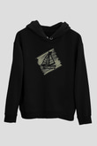 Yelken - Sail Baskılı Unisex Siyah Kapüşonlu Sweatshirt