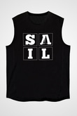 Yelken - Sail Baskılı Unisex Siyah Kolsuz Tişört