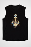 Yelken - Sail Baskılı Unisex Siyah Kolsuz Tişört