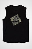 Yelken - Sail Baskılı Unisex Siyah Kolsuz Tişört
