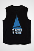 Yelken - Sail Baskılı Unisex Siyah Kolsuz Tişört