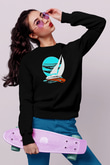 Yelken - Sail Baskılı Unisex Siyah Sweatshirt