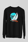 Yelken - Sail Baskılı Unisex Siyah Sweatshirt